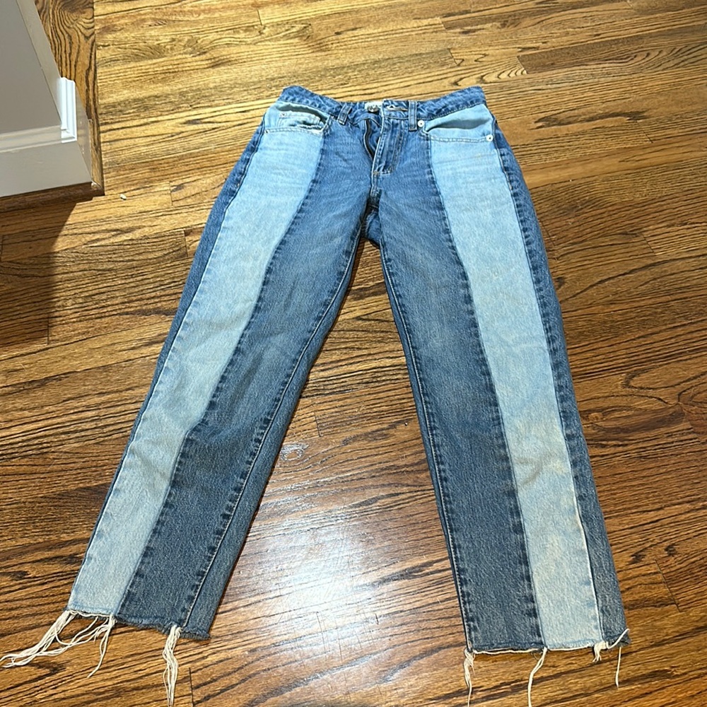Two Toned Denim Mom Jeans